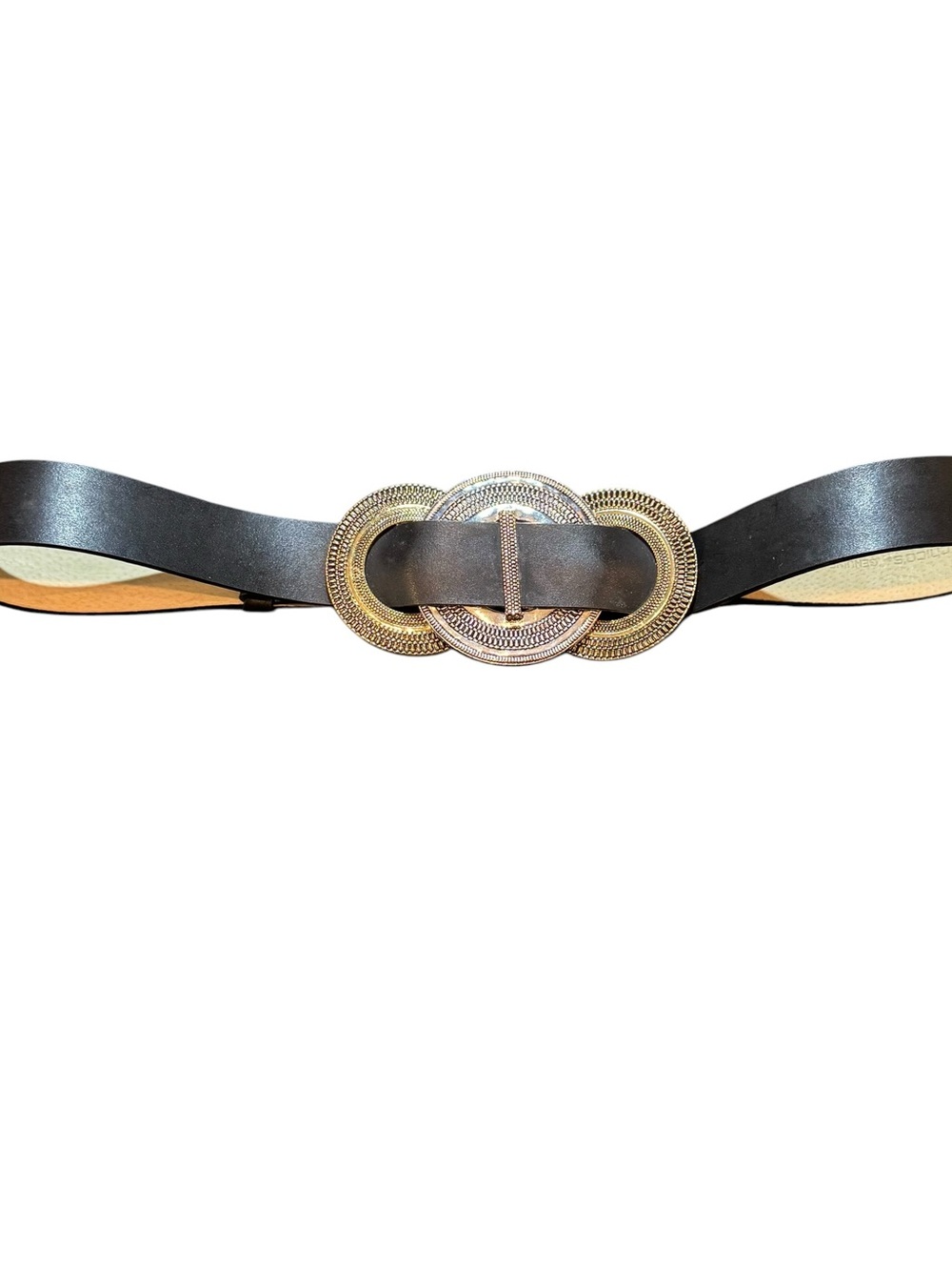 VTG Y2K Chico’s Black Adjustable Leather Belt Medallions Boho Women's Size M/L